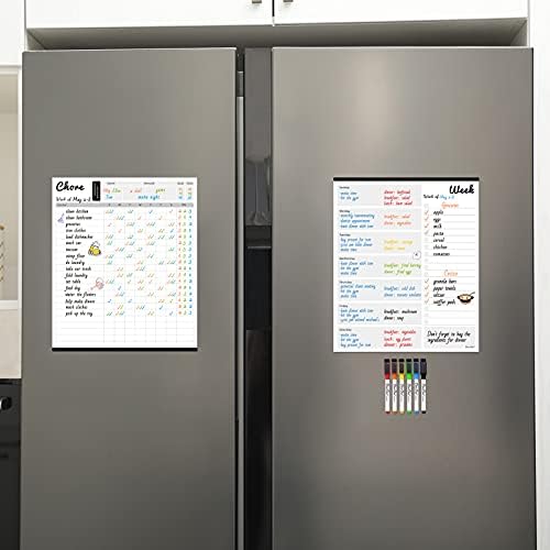 Magnetska režnja suhog brisanja nagrada - 10 x12 nedeljni plan za frižider - 6 dodatnih finih točaka uključenih - kombinirani set