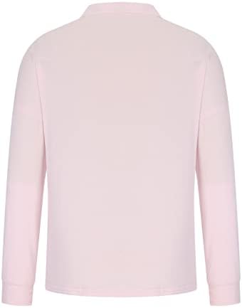 Ženska elegantna polo majica s dugim rukavima up v izrez za bluzu za bluzu labava Fit casual bagesy revel henley feld pad