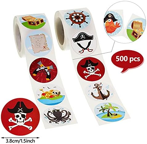 Outus 500 komada gusarske naljepnice zabavne piratske tematske naljepnice razne piratske naljepnice u rolni Bulk piratske zidne naljepnice piratske rođendanske zabave Favorizujte naljepnice za djevojčice dječake