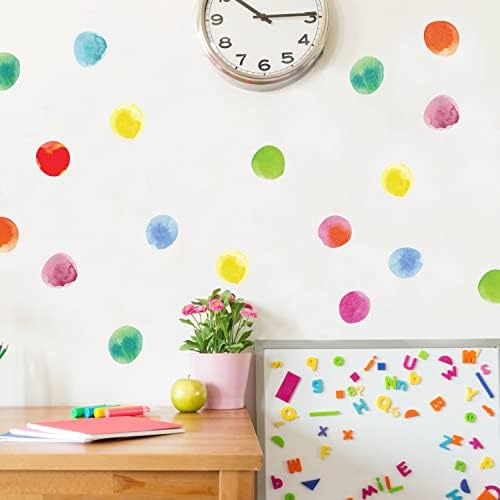 Akvarelne polka tačke zidne naljepnice za dečiji dekor sobe za devojčice ili dečake - šarene naljepnice za spavaću sobu, igraonicu, jaslice, dnevni boravak, vrtić ili učionicu