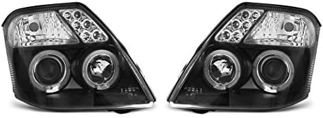 Prednja svjetla VR-1240 prednja svjetla auto lampe prednja svjetla prednja svjetla prednja svjetla prednja svjetla sa strane vozača i suvozača kompletan Set prednja svjetla Angel Eyes Crna kompatibilna sa Citroen C2 2003 2004 2005 2006 2007 2008 2009 2010