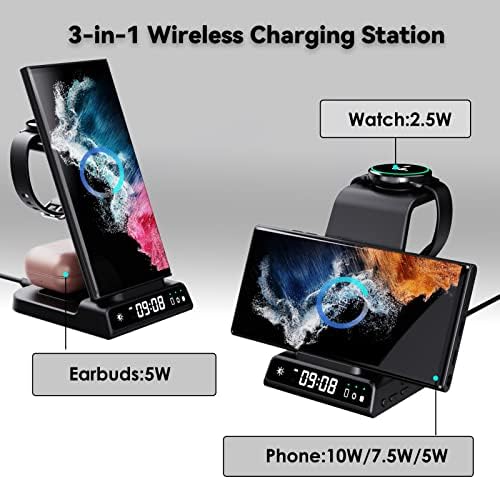Aukvite za Samsung Wireless Charger, 3 u 1 bežična stanica za punjenje za Samsung S22 Ultra / Z Flip 4/Fold 4 / S22+ / S21 / S20,