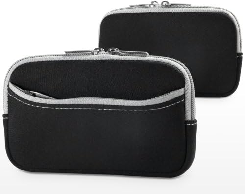 Boxwave Case kompatibilan sa Sony Xperia M2 - SOFTSUIT SA DJECKOM, mekani torbica Neoprene poklopac džep sa zatvaračem za Sony Xperia M2 - Jet crni sa sivom oblogom