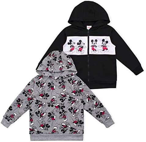 Disney Mickey Mouse Boys '2 Pack Hoodie za mališana i malu djecu - sivu / crno / crvenu