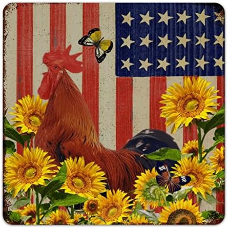 Alioyoit Vintage Retro metal TIN znak plak Mollyhouse Rooster i Američka zastava Personalizirani estetski metalni poster Chic zidni dekor Zidna ploča za ribnjak kabine Ranch Funny Poklon