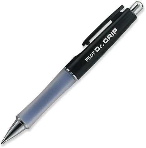 Pilot Dr. Grip Refillable & amp; Uvlačiva hemijska olovka, srednja tačka, Crna bačva, crno mastilo ,jedno pero