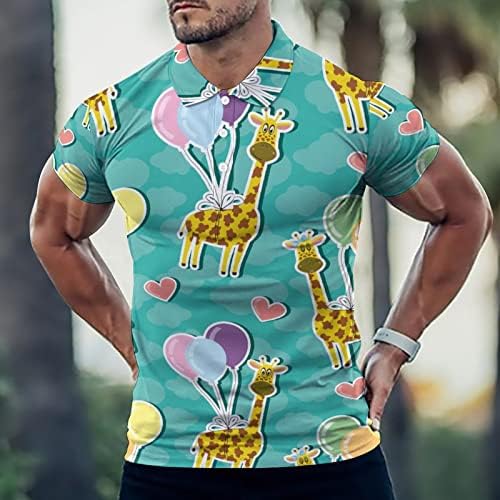 Giraffe i balon polo majice za muškarce kratki rukav gumb u obliku mišićnog golf majica