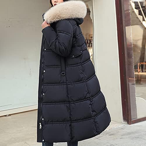 Modne puffer jakne ženske duge kapute zime toplo čvrste plišane kapice ovratnik dugih rukava Slim overywer parka