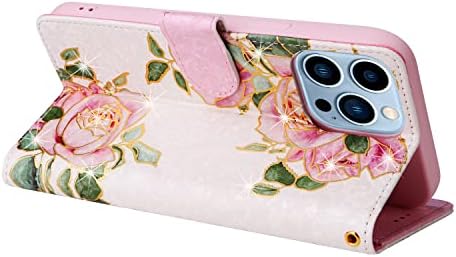 Mavisova torbica za novčanik dnevnika kompatibilna sa iPhone 13 Pro Max Flip Cover za žene sa držačem za narukvicu, elegantna zaštitna kožna Folio futrola cvjetnog uzorka