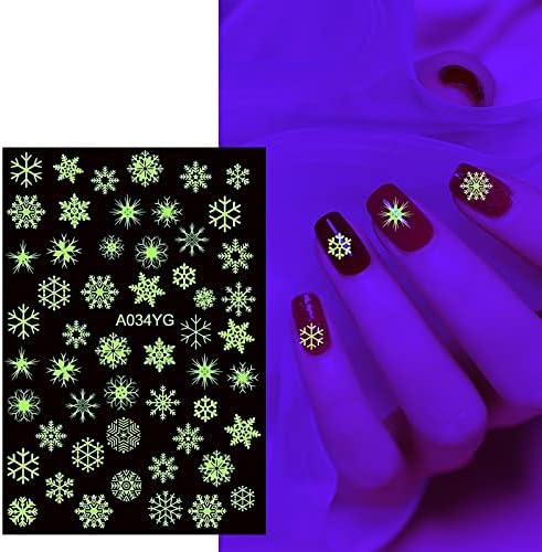 6 listova svjetleće naljepnice naljepnice naljepnice za nokte fluorescentni svjetleći dizajn leptir Božićna naljepnica presa na manikuru