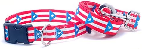 Ovratnik za pse i povodac set sa zastavom Portoriko | Odlično za odmor, posebne događaje, festivale, dane neovisnosti i svaki dan jakim sigurnim