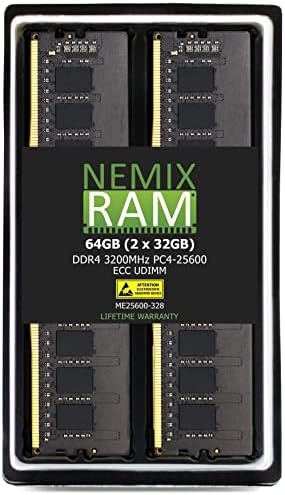 Nemix RAM 64GB DDR4-3200 PC4-25600 ECC UDIMM server Nadogradnja memorije Kompatibilna sa DELLEGRSER RECK Serverom R250