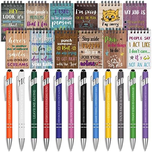 Spiareal 24 Pcs Funny Pens Notepads za nastavnika Nurse Christian theme Appreciation Gifts Bulk motivacijski negativni inspirativni