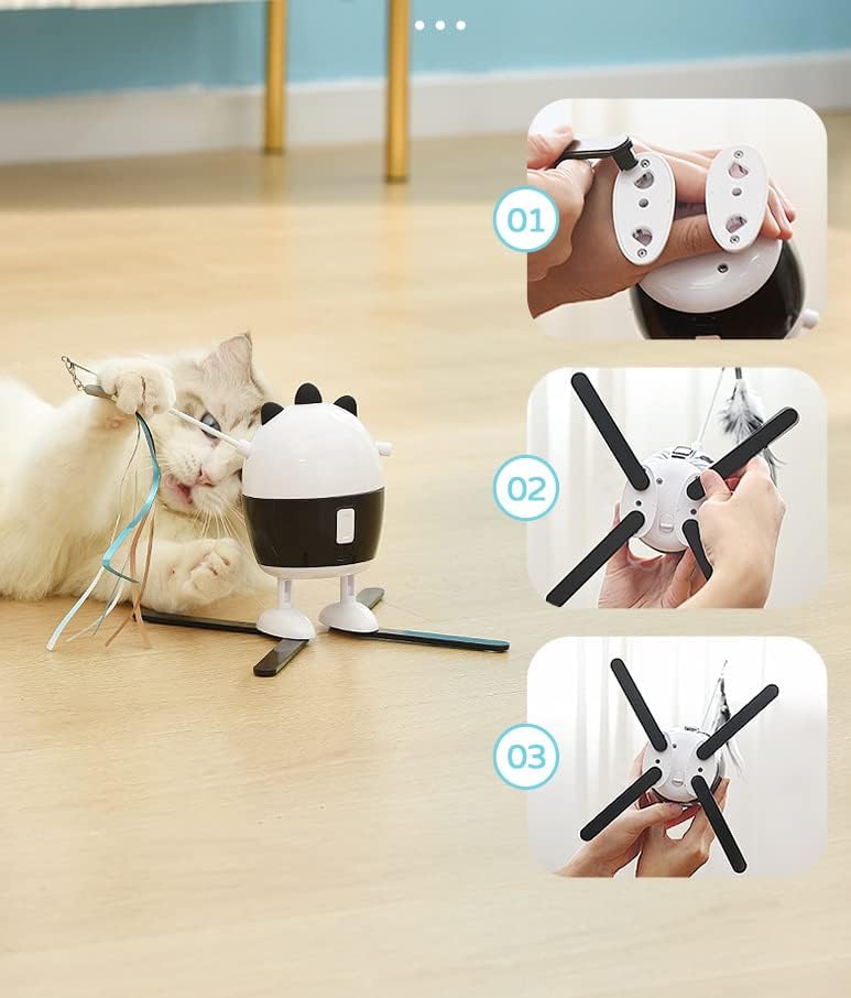 Ladumu Automatski teaser sa 4 podrška Automatski sa USB punjenjem Cat Teaser Electric za mače kućni ljubimac 360 rotacijski kućni pribor