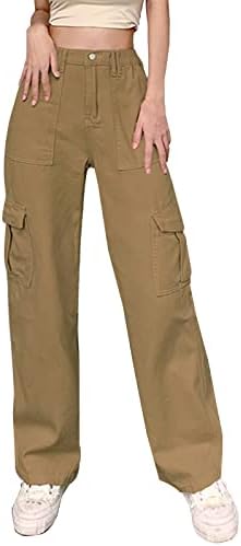 Feoya žene y2k baggy teretni hlače s malim strukom nacrtavaju pantalone pantalone Srednja odjeća široke noge hip hop prevelike hlače