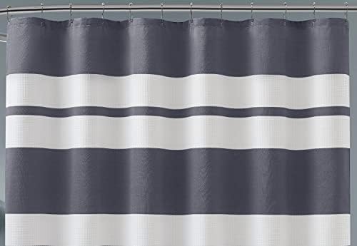 Topli dom dizajn bijela zavjesa za tuširanje sa sivim tkaninskim prugama. Svaka vaferna zavjesa za tuširanje mjeri 70 x 72 inča. Striped