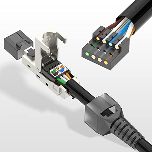 RJ45 CAT6A CONNECTOR bez alata bez leana TOOLLESS RJ45 Okolica za ponovno zaklonjena za ponovno zaklonjena za Ethernet kablove 10Gbps