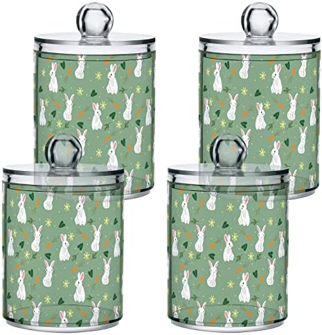 ALAZA 4 PACK QTIP HOLDER DISPENZER BUNNY CANISTER CANISTERS CANISTERS CANISTERS ZA PAMUĆE KULDE / BROJ / PADOVI / FLOSS, plastične