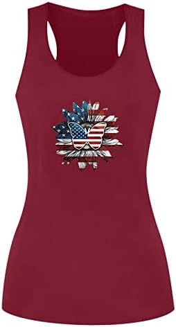 Ženski ljetni tenkovi na vrhu američke zastave Patriotske majice 4. srpnja zvijezde i pruge bez rukava za trčanje bez rukava od labavih