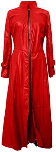 Žene Steampunk PU kožne jakne od vintage zip prorez Duga jakna Slim kaputi Revel Maxi WindBreaker