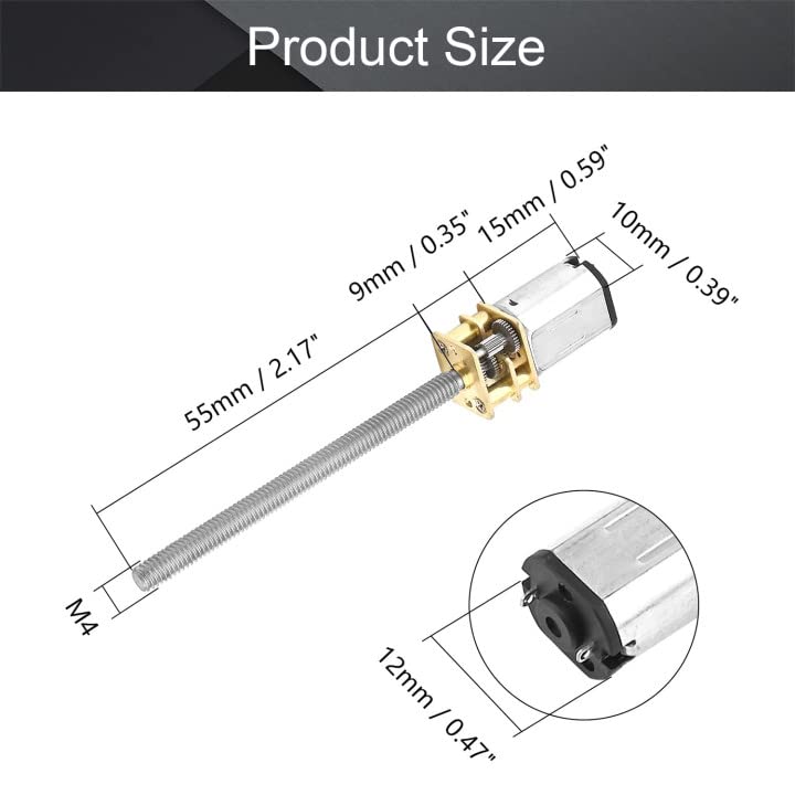 Filect DC 3V 300RPM N20 redukcioni motor Mini metalni mjenjač Motor sa M4x55mm olovnim navojnim namotačem za DIY Electric Igračke