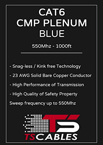 Cat6 Plenum 1000ft kabl, 23awg | čvrsti goli bakar | 550MHz | nezaštićeni Tordirani par Bulk Ethernet kabl, dostupan u 10 boja