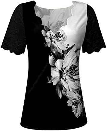 Ženski patchwork vrhovi tiskani vrhovi ties kratki čahura duboki VAC-u VACU Casual Jesen Ljetni vrhovi odjeća Dy