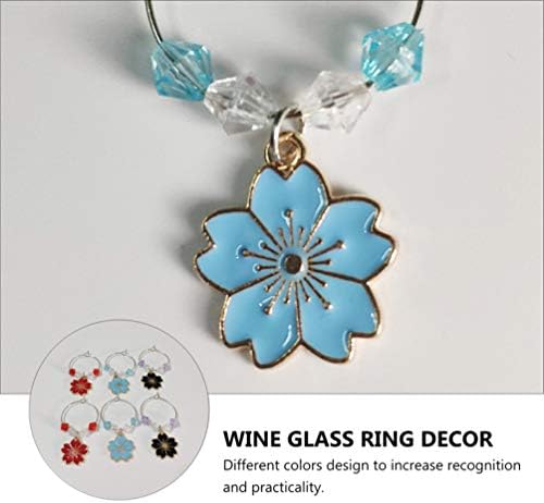 Amosfun Glass markeri za piće Cherry Blossoms Charm Wine Tags Ring identifikacija Wine Glass Logo višekratna pića Poklon Set za šampanjac