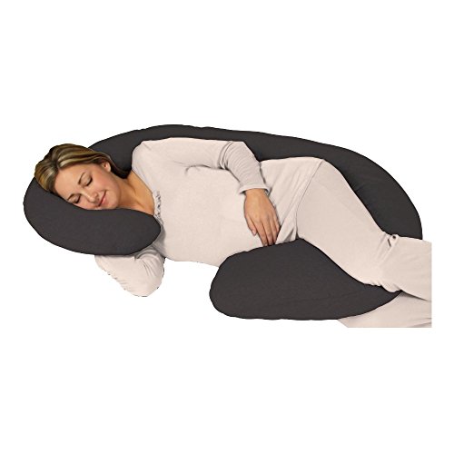 Snoogle Chic dres - Snoogle jastuk za trudnoću za ukupno tijelo pleteni lagani poklopac sa patentnim zatvaračem - ugljen