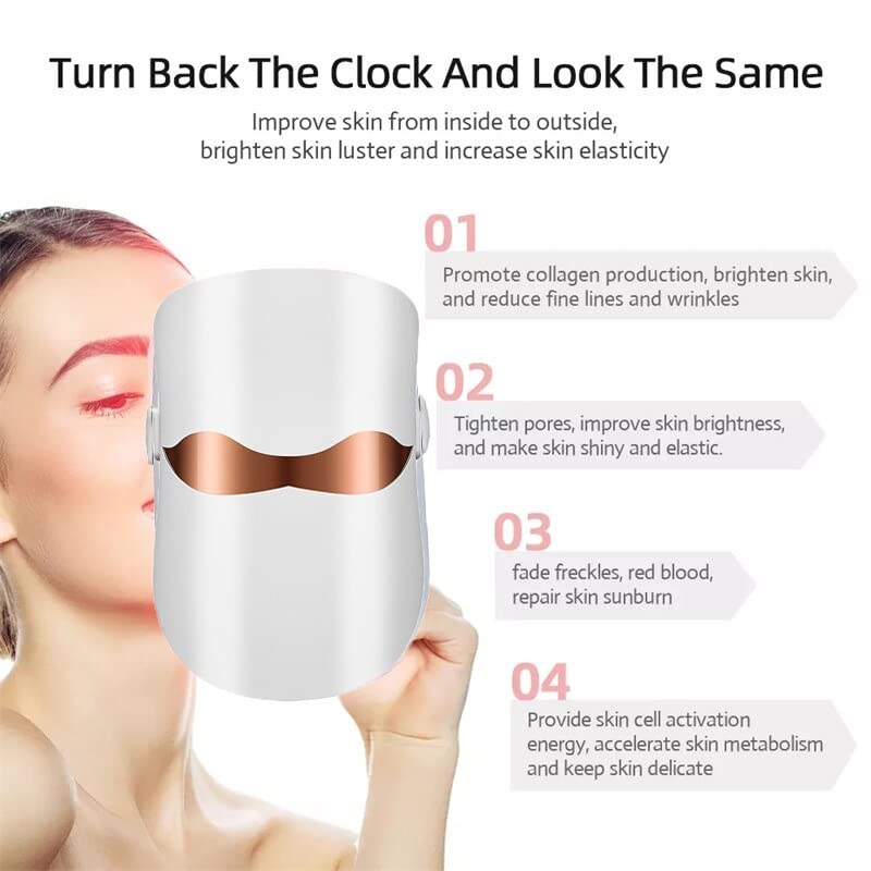 WEERSHUN električna maska za masažu lica 3 nijanse LED Photon Therapy Skin Rejuvenation Anti-Aging Wrinkle Removal Skin Care Tools电动面部按摩面膜 3 色光 Led子子子