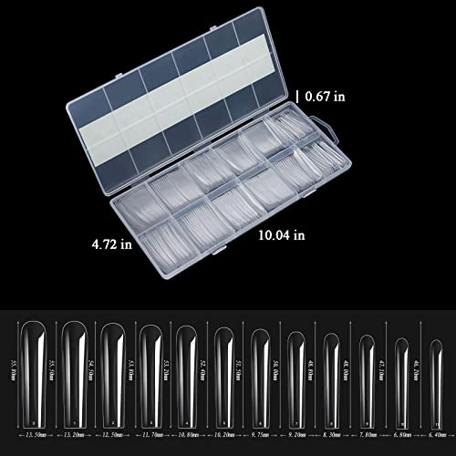 Cycullinyt Long Square Acrylic Fake Clear Savjeti za nokte Set, 240kom Full Cover umjetni lažni nokti Savjeti Kit Press on Nails,