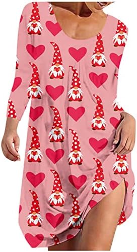 Dan zaljubljenih ženska posada 3/4 rukava slatka gnoma Ispis line mini haljina Udobnost Proljeće ljetne haljine