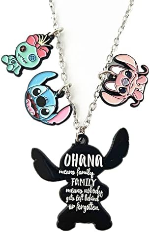 TKLPP Stich ogrlica Anime Cartoon Metal Ohana znači porodična ogrlica pokloni za ženu djevojku