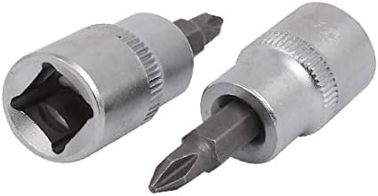 X-Dree PH1 Phillips Head 3/8-inčni kvadratni kromirani čelični čelični pogonski adapter 2pcs (PH1 Phillips Head 3/8-inčni kvadratni