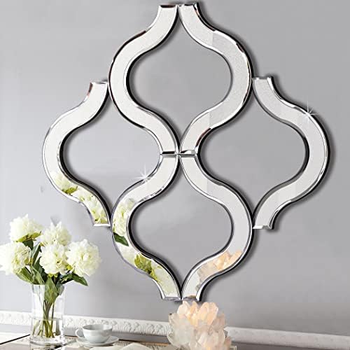 DMDFIRST Arc ukrasni zidni zrcalo srebrna boja 20 x20 velika, izvrsna zadivljena prekrasna glam akcent dekor zrcalo, jedinstveni moderni