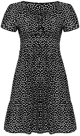 Ženske ljetne haljine Boho Polka Dots trendi kvadratni vrat kratki puf rukav Mini haljina tunika Casual Flowy linija haljine na plaži