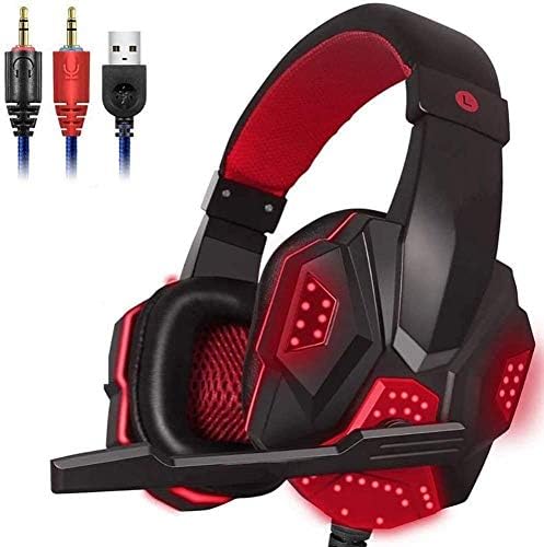 Marycan Gaming slušalice, kompjuterske igre Gamer preko uha fleksibilan mikrofon sa poništavanje buke Mic & LED svjetlo, za Glas,