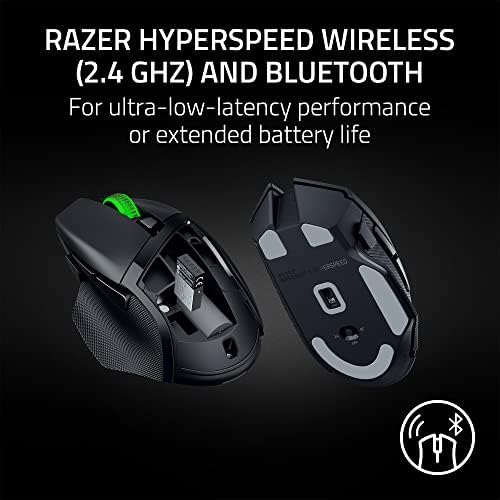 Razer Basilisk V3 X HyperSpeed prilagodljivi bežični miš za igre: mehanički prekidači Gen-2-5G napredni 18k Optički senzor - Chroma