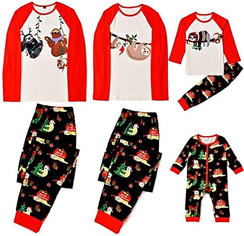 Pajama setovi za porodicu od 4 božićna karirana štampana salon Božić Božićna porodica koja odgovara pidžami kući s dugim rukavima