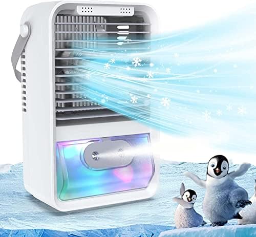 Prijenosni klima uređaj, Evaporativna jedinica za hlađenje zraka sa 3 brzine vjetra, snažan USB hladnjak za lični prostor sa Hydro-Chill