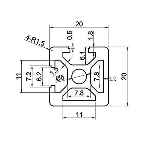 Coavoo 4 Pakovanje 2020 T Slot Crni ekstruzija aluminijuma 2 poklopci dužine 8,27 inča / 210 mm, ekstrudirani aluminijum 20 mm x 20