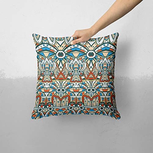 Iirov Dekorativni plavi i crveni Aztec uzorak - Custom Dekorativni kućni dekor unutarnji ili vanjski bacanje jastuka plus jastuk za