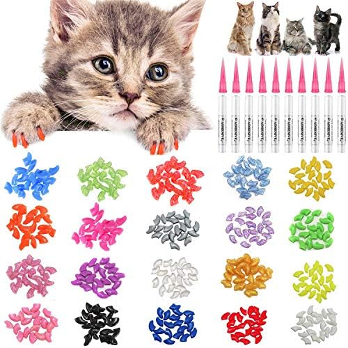 JOYJULY meka mačka Kitty kape za nokte kandže poklopci za mačke Paws Grooming Claw Care, 100kom 4 veličine 1 Glitter Shinning & amp;