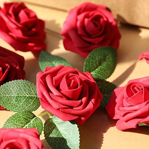 AmyHomie umjetni cvijet Crvena ruža 25kom pravi tražim lažni ruže w / Stem za DIY vjenčanje buketi centralni aranžmani party Baby