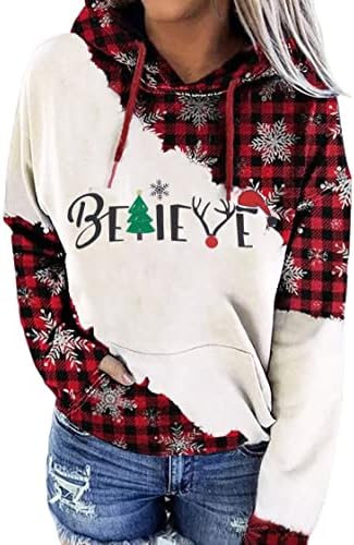 Jinziranje vjeruju da božićne duksere žene božićne košulje od drva xmas grafički za odmor casual 1/4 zip pulover vrhovi bluza