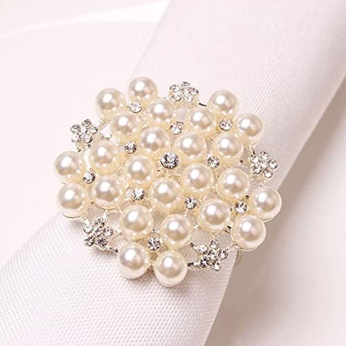 Renslat 12 Pack Pearls prstenovi za salvete, držač za držač za salvete Držite dekor za stol za Dan zahvalnosti (boja: bijela, veličina
