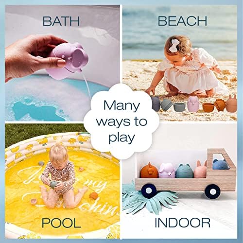 Petite Bee - Silikonske kupatilo igračke Squirt Životinje Montessori za dječju delu | Lako za čišćenje, igračaka za bazene, igračke