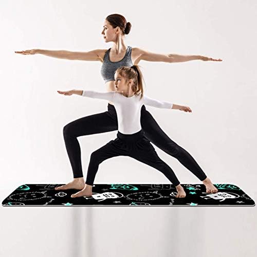 Unicey debela neklizajuća Vježba & amp; fitnes 1/4 prostirka za jogu sa rukom nacrtanim svemirskim čudovišnim printom za Yoga Pilates
