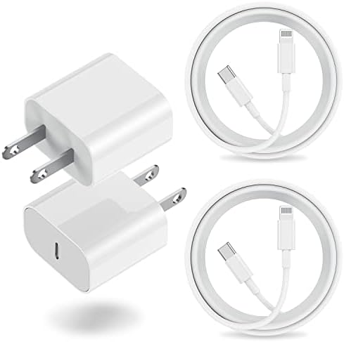 iPhone 14 13 brz punjač, ​​[Apple MFI certificirani] 2 Pack USB C Zidni punjač Brzi punjenje 20W PD adapter sa 3FT Type-C do gromobranskog