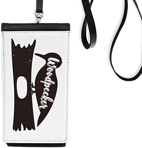 WOODPERCER Crno-bijeli telefon za životinje Novčanik Torbica Viseća torbica za mobilne uređaje Crni džep